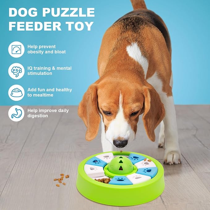 Interactive Dogs Toys for Slow Feeder, Pets Puzzle Feeders for Food Dispenser, Cat Treat Puzzle Feeder for Medium Small Dogs Cats IQ Training Reducing Boredom Intelligence Improving (Green)