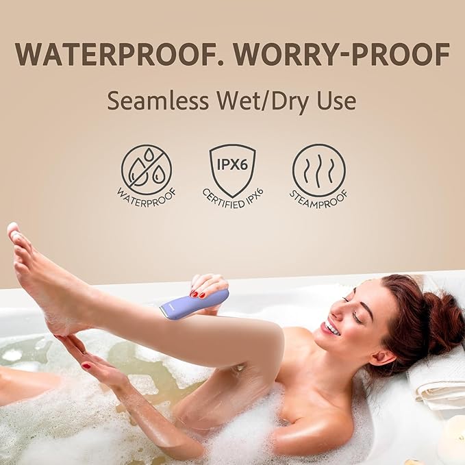 Bikini Trimmer for Women, Pubic Hair Trimmer, Waterproof, USB-C Rechargeable, LED Light, Replaceable Blade, Electric Razors for Women, Electric Lady Shaver (Violet)