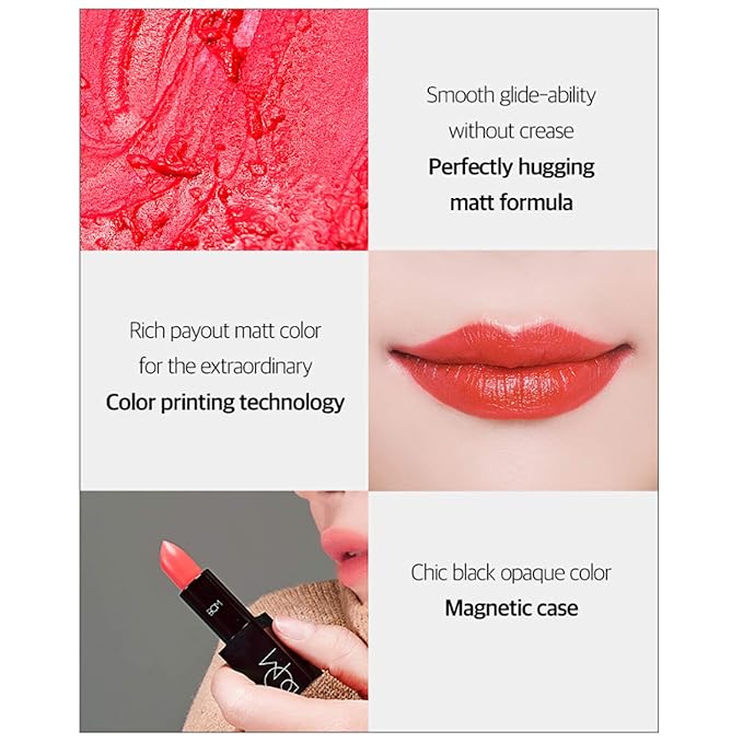BOM COSMETICS My Lipstick #803 My Orange 0.12 oz Long Lasting Lipstick for Soft & Vibrant Color Lips, Lip Care with Vitamin E & 5 Oils, Korean Makeup