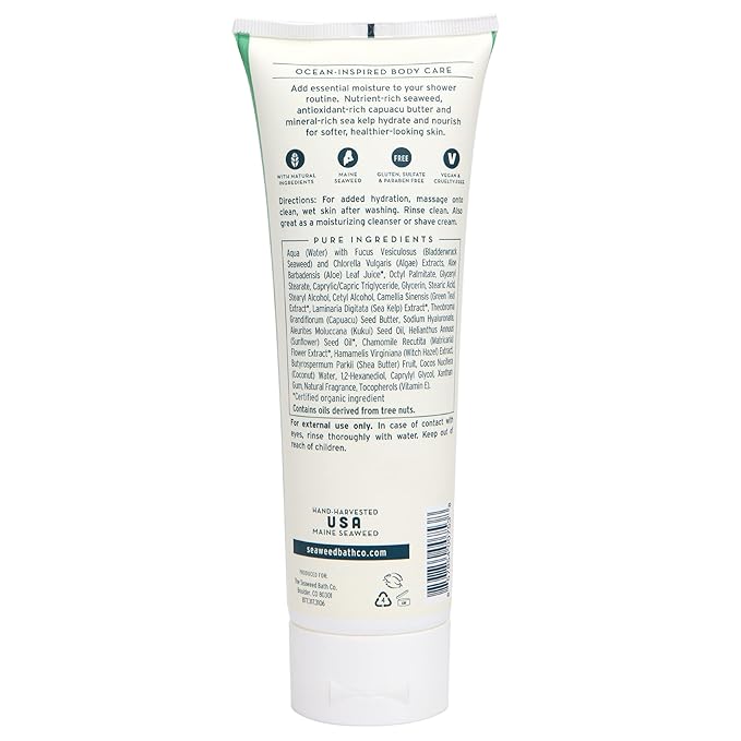 The Seaweed Bath Co. Hydrating In-Shower Body Conditioner, 8 Ounce, Coconut Water Scent, With Natural Bladderwrack Seaweed, Vegan, Paraben Free