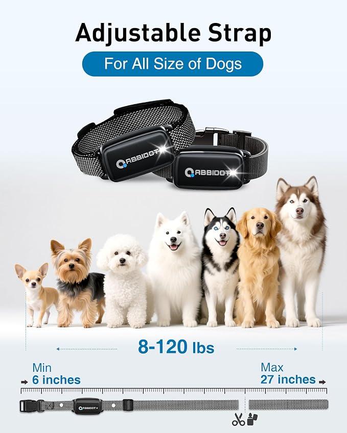 ABBIDOT Shock Collar for 2 Dogs - 4 Training Modes Dog Training Collar, 3300Ft Range, IPX7 Waterproof, Nihgt Light, Rechargeable E-Collar for Small Medium Large Dogs (15-120 lbs),Onyx Black