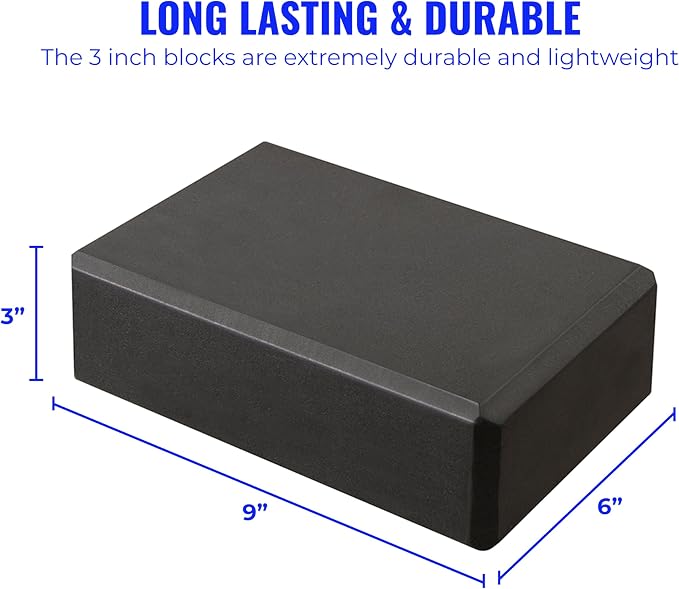 3" Yoga Block, 10 Pack Bulk EVA Foam Yoga Blocks, Firm and Supportive Yoga Brick, Balance Foam for Stretching, Pilates, and Workout, 3" x 6" x 9"