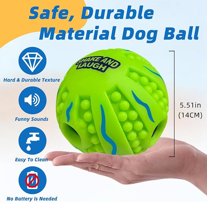 Spiky Interactive Dog Toys Ball, Wave, XL, 5.51 in (14 cm) | Shaking with Gibbering Sound, For Training, Teeth Cleaning, Herding