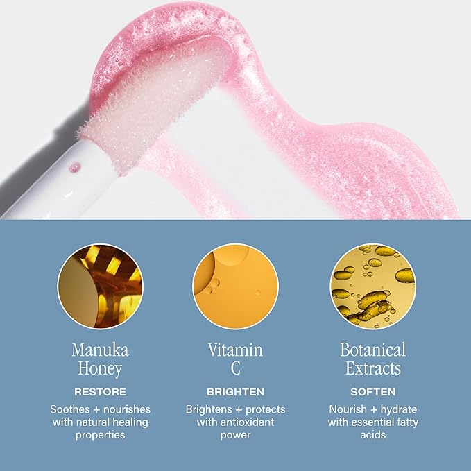 SKINN Luminous Blush Lip Oil - Support Collagen Production, Smooth Lines & Soothe Dry Cracked Lips - Hydrating Clear Lip Oils - Improve Skin's Elasticity, Texture & Glow - Vitamin C & Manuka Honey