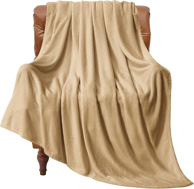 BEDELITE Fleece Blanket Soft Plush Twin Size Blanket Light Camel 60"x80" | Ultra Soft Fleece, Plush Microfiber, Lightweight Warmth, All Season Comfort, Fade Resistant, Machine Washable, Couch Sofa Bed