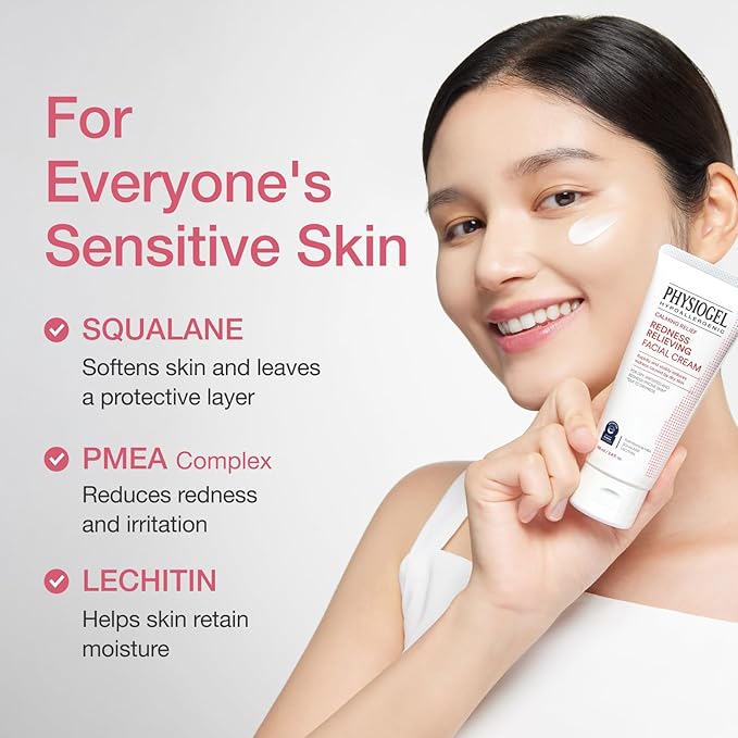 Physiogel Redness Reducing Cream – Ceramide Moisturizer for Dry, Sensitive & Redness-Prone Skin, Repairs Skin Barrier, Dermatologist-Tested, Fragrance-Free, Korean Skincare, 3.4 fl oz