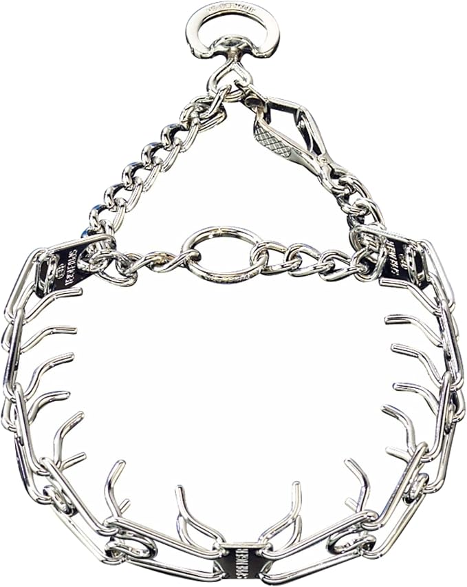 Herm Sprenger Chrome Plated Steel Training Prong Collar with Quick Release Snap for Dogs (25in (63cm) x 4mm) (Neck Size Up to 21 inches)