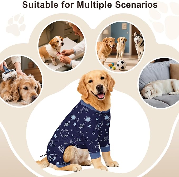 Bienbee Dog Pajamas, 4 Pack Dog Recovery Suit Shedding Suit Cute Soft Puppy Clothes Dogs Pjs Onesies Jammies Adjustable Breathable & Stretchy Clothes for Small Medium Large Dogs Girl Boy Puppy-2XL | Dog Shedding Suit with Soft Fabric, Breathable & Stre...