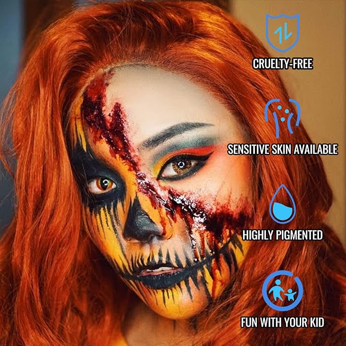 SOVONCARE Oil Based Face Painting Kit Professional for Kids，20 Colors Facepaint Halloween Makeup Professional Face Painting Kit with 12 Brushes for Kids Cosplay SFX Party Special Effects Makeup
