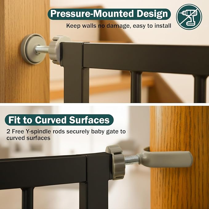 Mumeasy 36" Extra Tall Dog Gate, 29.7-46" Baby Gate for Stairs & Doorways