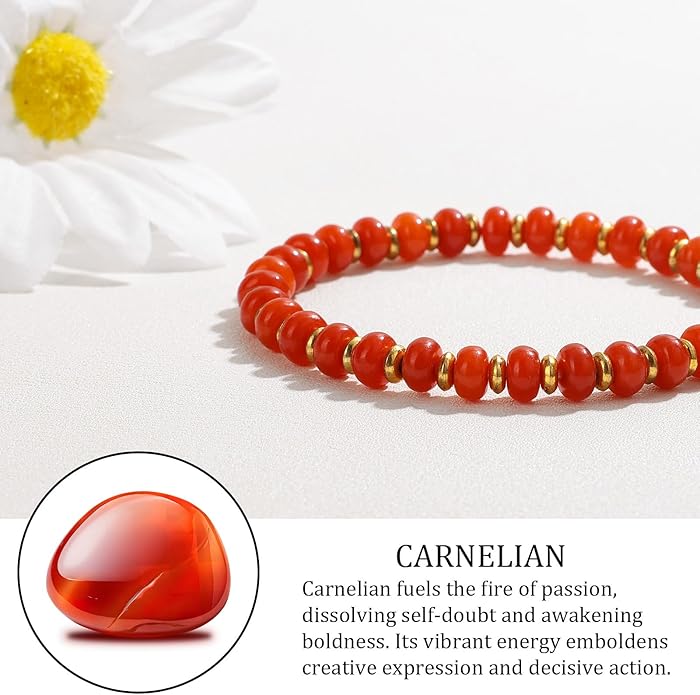 GolbalJew 4 * 6mm Gemstone Rondelle Bead Bracelets for Women Healing Crystal Stone Beads Bracelet Handmade Beaded Spiritual Jewelry Gifts