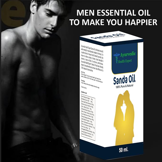 Sanda Herbal Massage Oil for Men | Natural Ayurvedic Blend with Safed Musli, Ashwagandha & Sesame Oil 50 ml (1.6 fl oz)