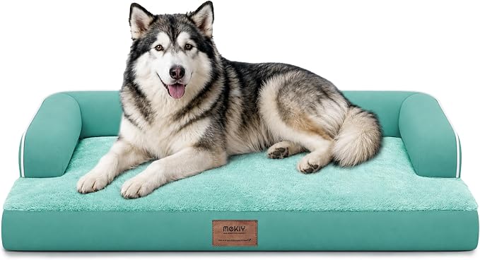XXL Orthopedic Waterproof Dog Bed with Bolster for Extra Large Dogs | Pillow Support for Neck Relief, Egg Crate Foam, Waterproof Liner, Anti-Slip Bottom, Removable Bolster Cover, 45 x 35 Inch