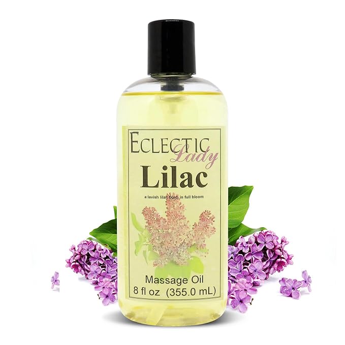 Lilac Massage Oil, 8 oz, with Sweet Almond Oil and Jojoba Oil