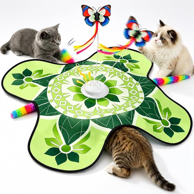 Wortade 3in1 Interactive Hide-and-Seek Cat Toy, Rotating, Green