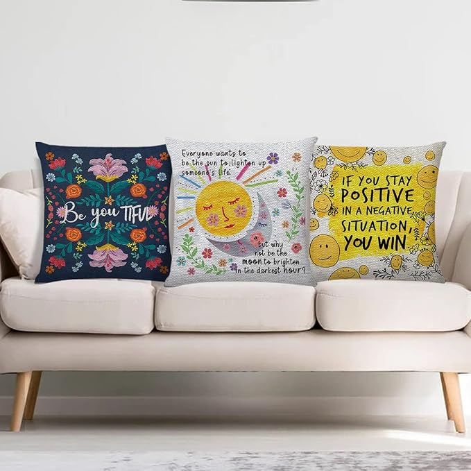Littlefa Inspiring Gifts Cute Colour Sunshine Moon Throw Pillow Cover Sunshine Moon Cushion Cover Decorative Pillowcase Living Room Bedroom Decor for Girls Friends Daughter Niece Women - Everyone