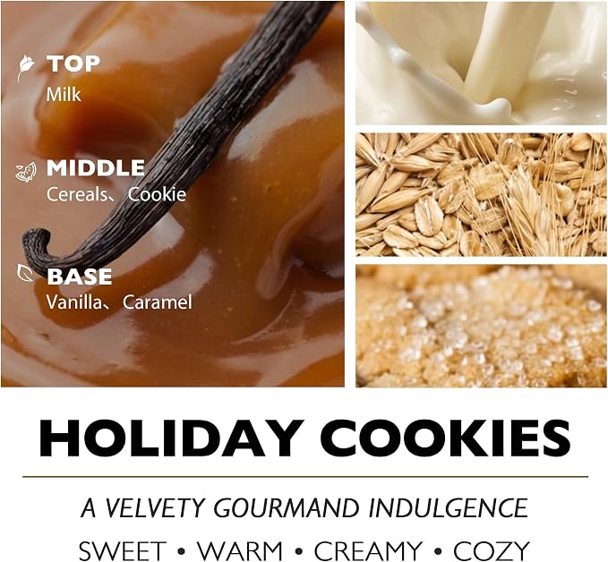 HomeLights Holiday Cookies Scented Candles | 34oz Soy Candles Rustic Modern 3-Wick Large Candle Jars | Ideal Candle Gifts for Events, Home Decor Stress, Relief & Relaxation