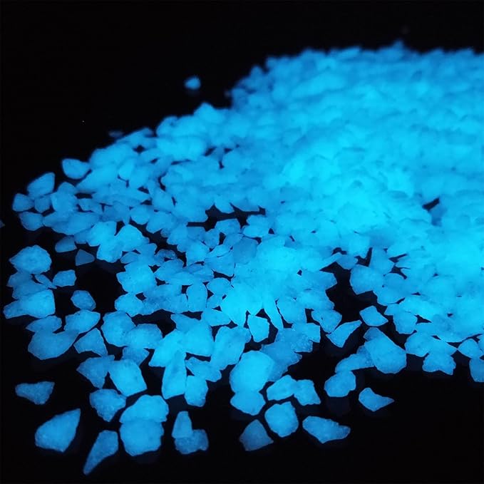 TWINKLING Glow in The Dark Crushed Glass, Broken Glass Glitter, Glow in The Dark Stones Gems Chips for DIY Resin Art Epoxy Crafts, Nail Art, Jewelry Making, Geode Painting, 1-3mm(200g) (Sky Blue)
