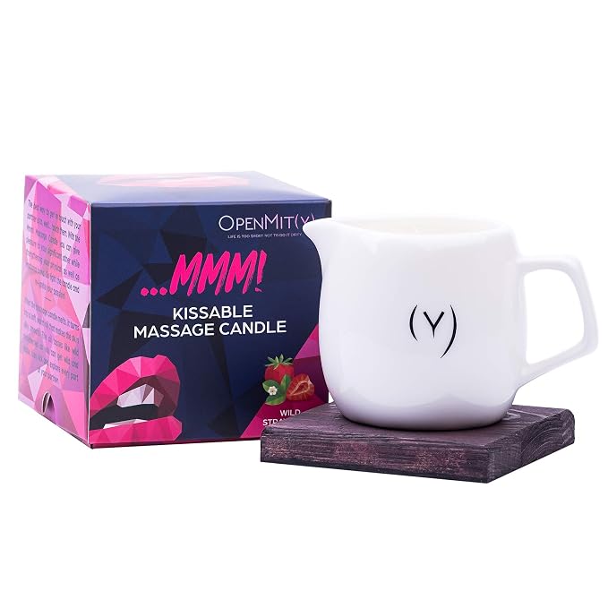 Kissable Massage Oil Candle – Sensual and Romantic Melt Massage Candles for Pleasant and Relaxing Massages (Wild Strawberry)