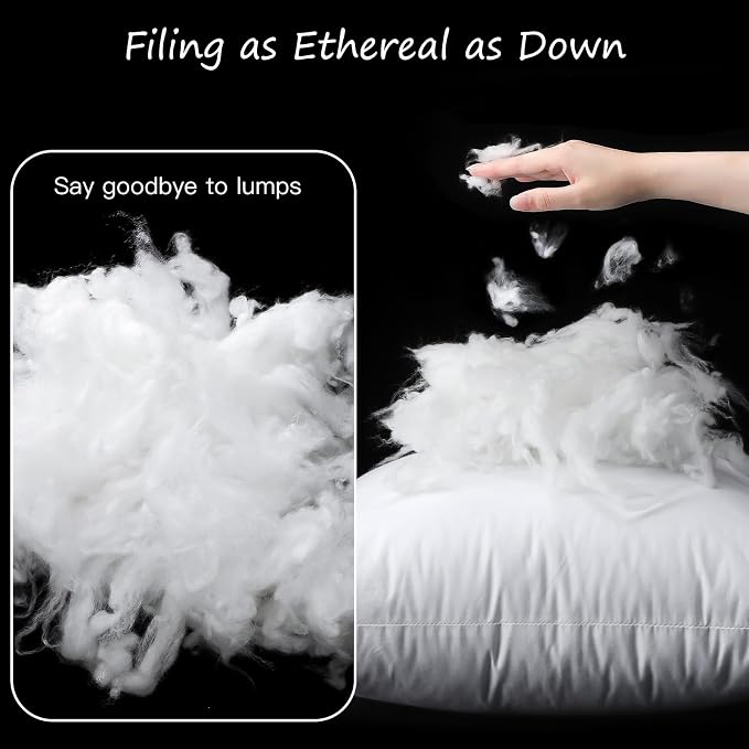Artscope Synthetic Down Pillow Insert, 14x36 Throw Pillow Inserts Set of 2 | Down Alternative Ultra Soft Fluffy Sleeping Pillow, 100% Cotton Cover, Decorative Pillows-White
