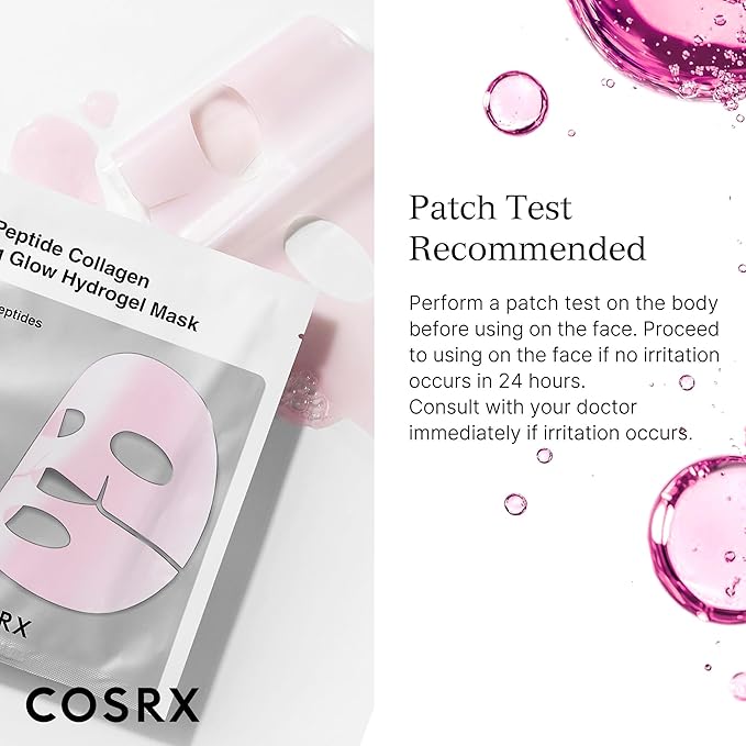 COSRX The Peptide Collagen Lifting Glow Hydrogel Face Masks Skincare 1 EA, Collagen Face Mask, Travel Essentials, Overnight Face Mask, Korean SkinCare