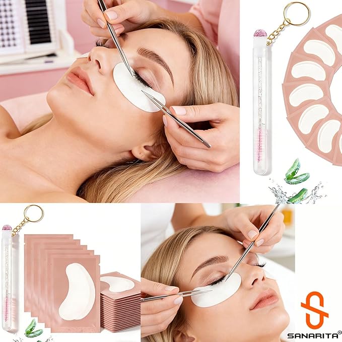100 Pairs Professional Under Eye Pads Gel Lash Extensions, Premium Hydrogel Patch Gel Pad Beauty Makeup Tool for Under Eyes Eyelash Extension (Pink 50pcs)