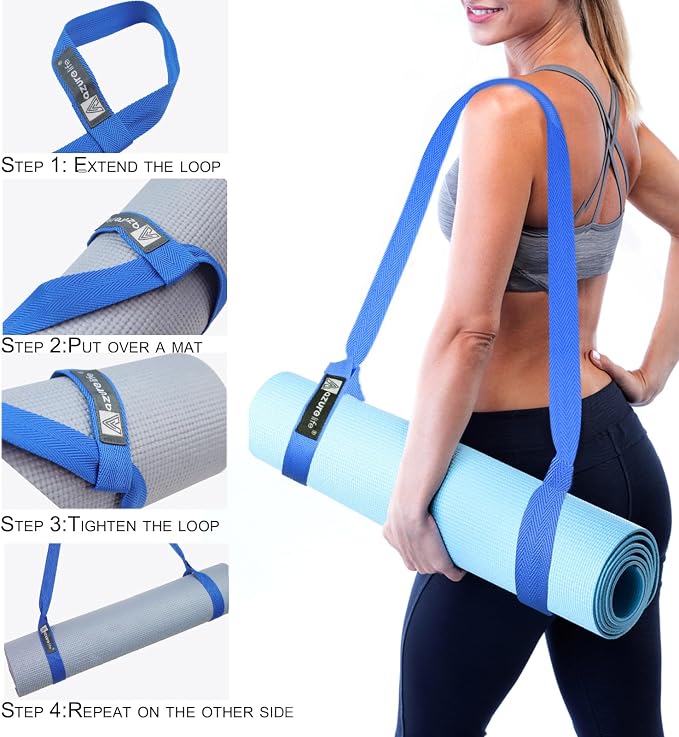 A AZURELIFE [MAT NOT Included] Yoga Mat Sling, Yoga Mat Straps for Carrying, Easy-Cinch Yoga Mat Holder Strap