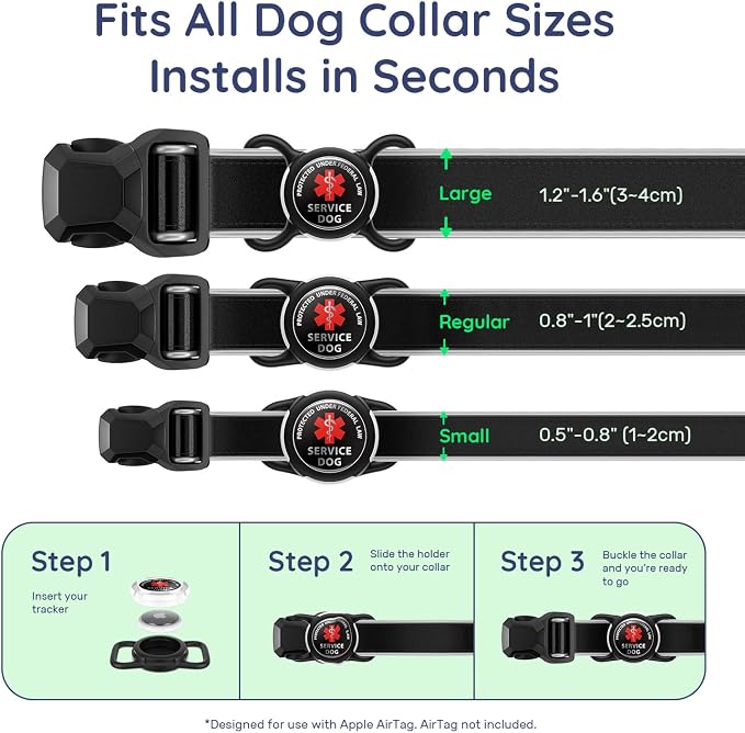Waterproof AirTag Holder for Dog Collar, Soft Slide-On Dog AirTag Holder | Full-Body Protection, No-Dangle Fit, Ultra-Durable, Lightweight, Tool-Free Installation, Fits Dog & Cat Collars