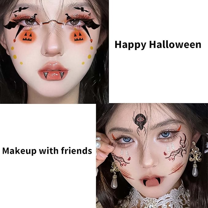 1 Pcs Freckles Face Tattoo, Halloween Prank Makeup Temporary Tattoo, Children's Face Stickers, Halloween Face Tattoo Stickers, Pumpkin Sticker, Glow Up Makeup