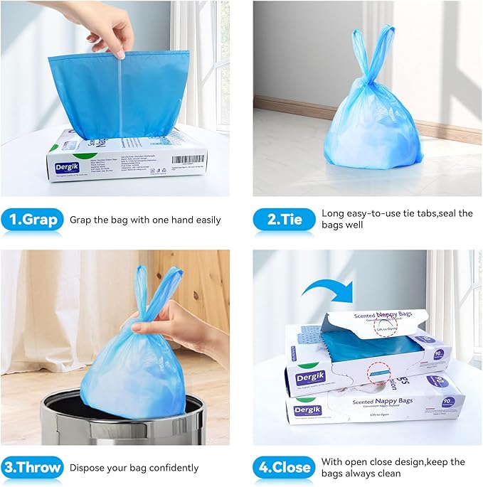 Sanitary Napkin Disposal Bags (180 counts), Scented | for Pads, Tampons, Diapers, Liners, Wipes, Incontinence| No Mess, Odor-Free, Disposable Hygiene Bags, Blue