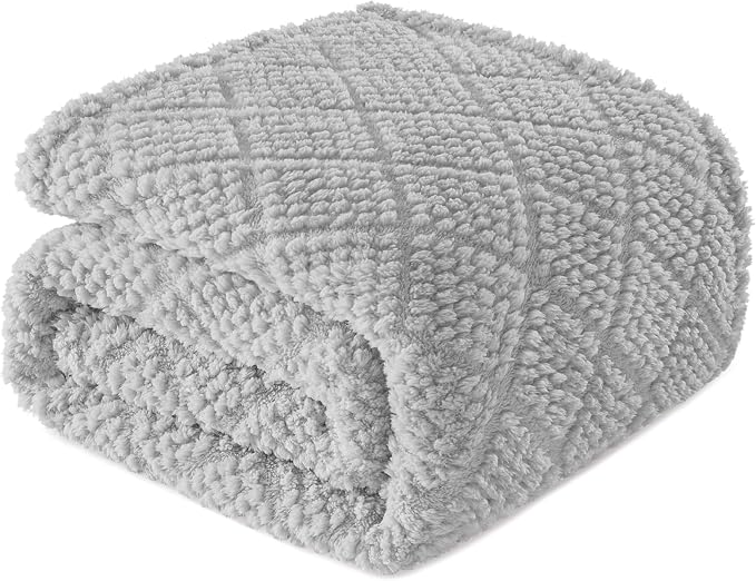 Whale Flotilla Soft Fleece Throw Blanket for Couch, Light Grey | Jacquard Waffle Blankets for Home Decor, Lightweight and Cozy, All Season Suitable, 50x60 Inch