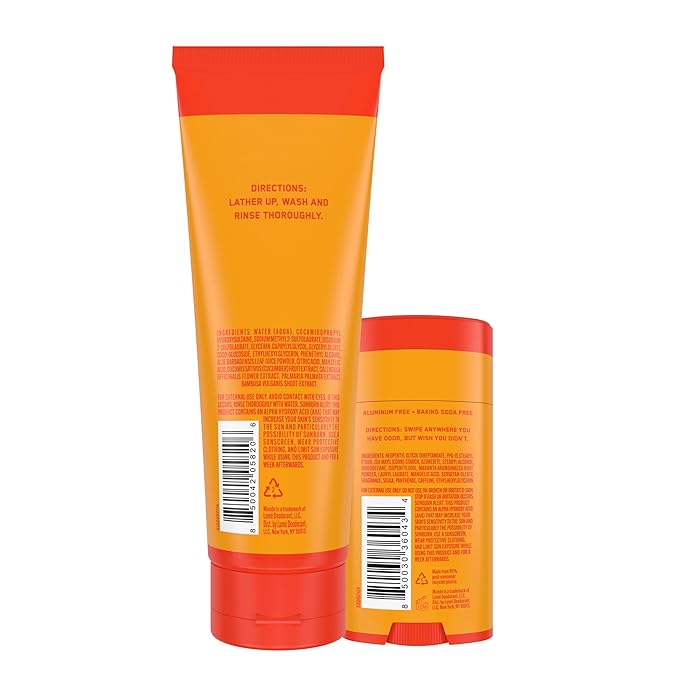Mando Smooth Solid Stick (2.6 Ounce) + Acidified Body Wash (8.5 Ounce) - Clinically Proven to Block Odor All Day - Whole Body Safe For Pits, Packages + Feet (Bourbon Leather)