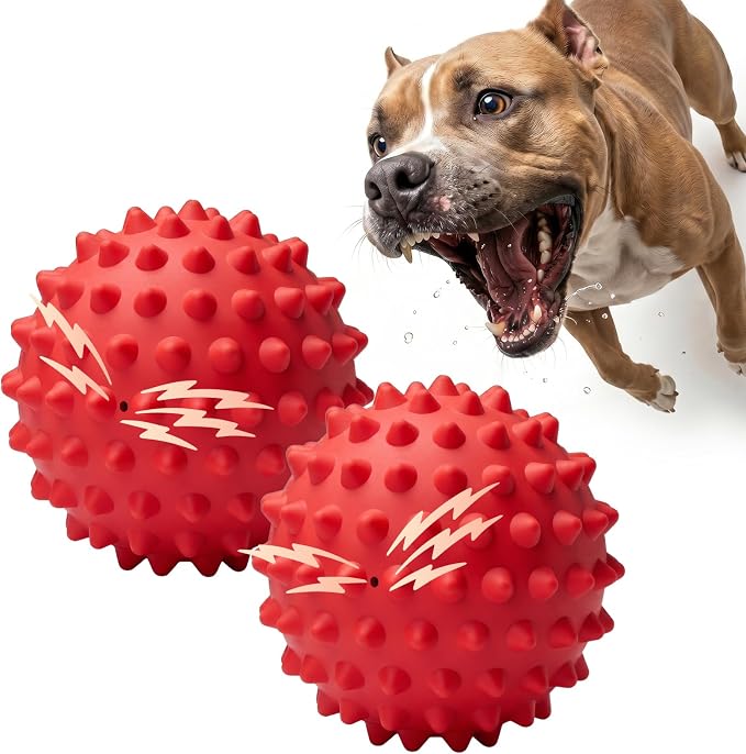 Beef-Flavored 3.5'' Tough Squeaky Ball for Dogs, 25-80lbs Pack of 2