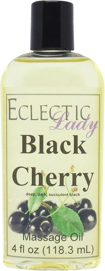 Black Cherry Massage Oil, 4 oz, With Sweet Almond Oil and Jojoba Oil