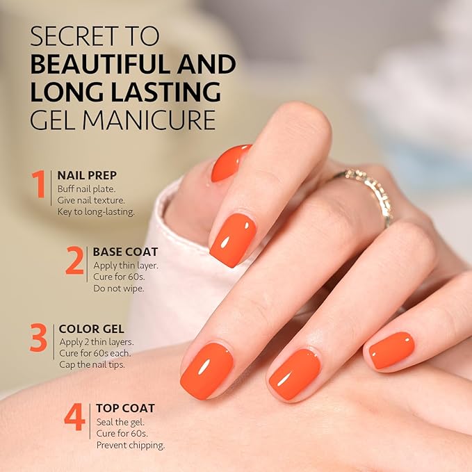 GAOY Orange Gel Nail Polish, 16ml Soak Off Gel Polish, UV Light Cure for Nail Art DIY Manicure at Home, 1460 Bright Orange