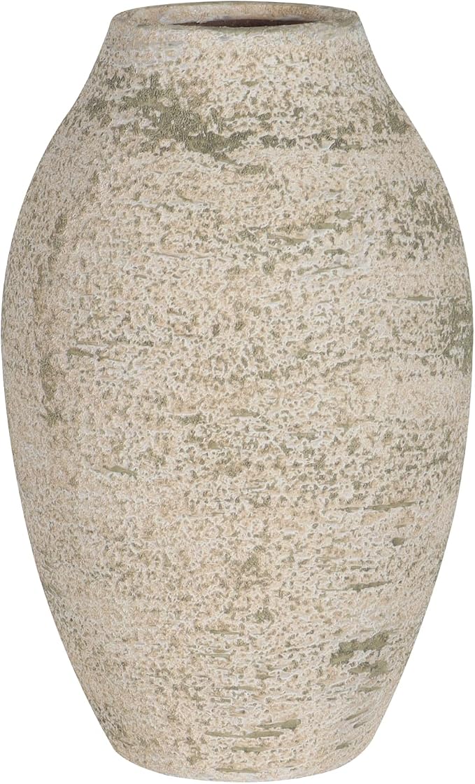 Cream Ceramic Flower Vase Speckled Bubble Glaze Home Decor | 7.08 Inch Rustic Table Vase, Decorative Ornament for Living Room,Office,Wedding,Birthday