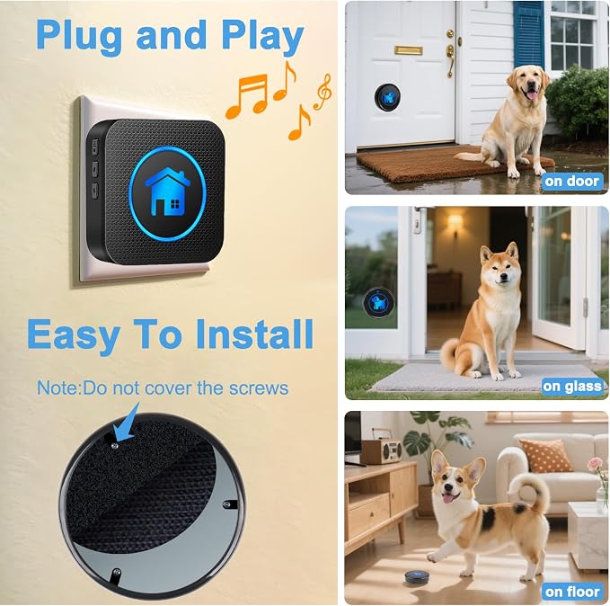Dog Door Bell 2026 Enhanced Touch, Wireless Doggie Doorbell for Potty Training to Go Outside, IP65 Waterproof, 1000ft Range, 55 Melodies, 5 Modes & Adjustable Volume (1 Button)