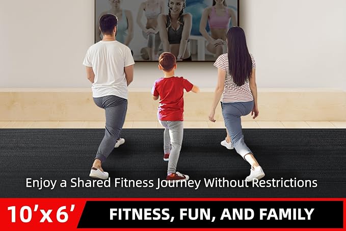 GymCope Large Exercise Mat for Home Workout,12‘x6’/10'x6'/9'x6'/8'x6'/7'x5'/6'x4' (7mm) Extra Thick Workout Mat, High-Density Gym Mat for Cardio, Jump Rope, MMA, Weights (Shoe-Friendly)