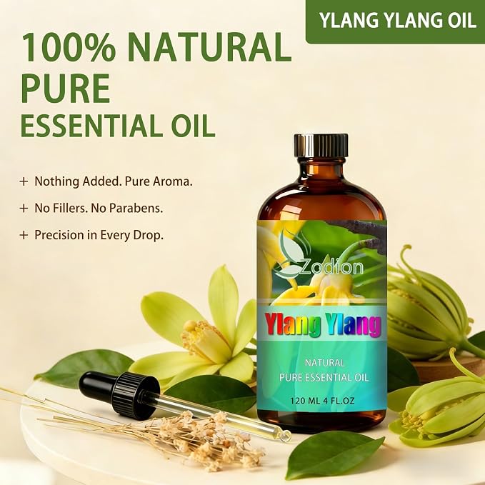 Ylang Ylang Essential Oil - Ylang Ylang Oil for Diffuser, 4 Fl Oz(120ml) | Candle Making, Soap Making, aroma, Strong Scent, Pure, Natural, Home Fragrance, Massage