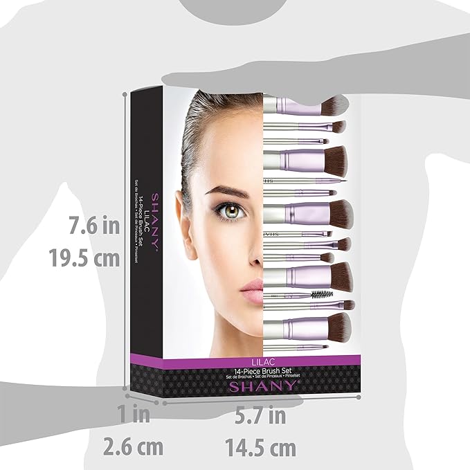 SHANY14 Piece Makeup Brush Set – Elite Cosmetics Brush Collection - Complete Kabuki, Eyes, Face, powder, foundation Makeup Brush Set - Lilac