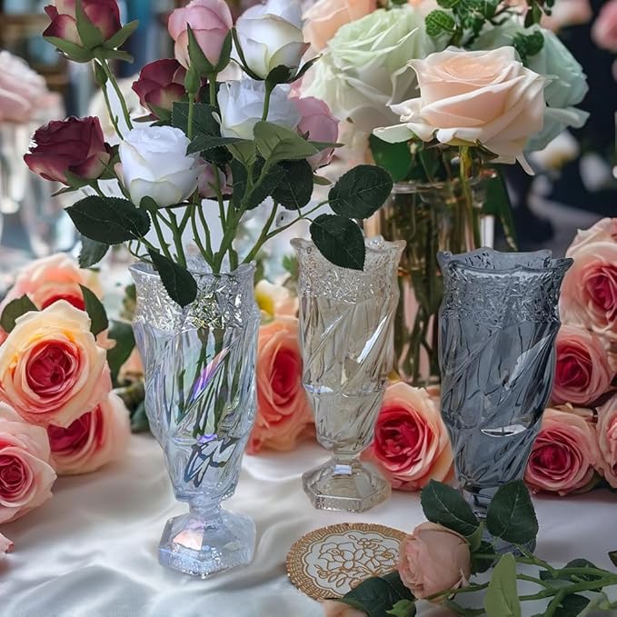 Glass Flower vase 2.4lb 9.5inch,Bohemian Style, for Centerpieces,Wedding,Home Decor Glass Vase (Sparkling)