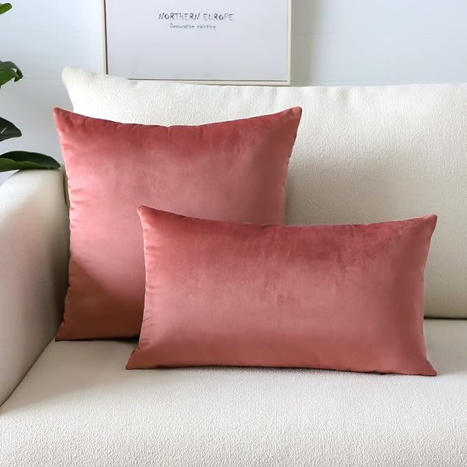 Artscope Luxury Velvet Pillow Covers Super Soft Decorative Square Throw Pillow Covers Case Cushion Covers for Sofa Couch Bedroom Car Decor 24x24 Inch Jam