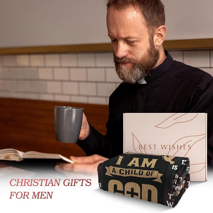 Christian Gifts for Men, Christian Blanket, Birthday Gifts for Men | Baptism Gifts for Boy, Teen Boy Gifts Trendy Stuff, I Am a Child of God Blanket, First Communion Gifts for Boys(50 * 60)
