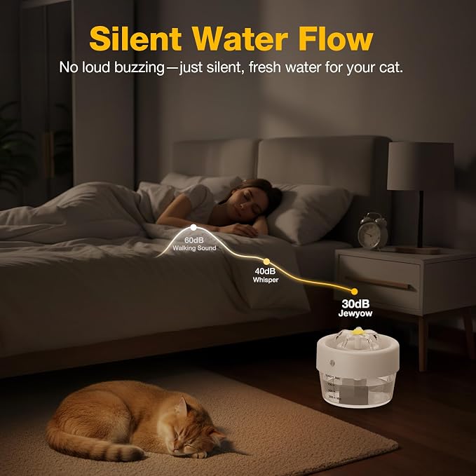 Cat Water Fountain, 1000ml Wireless Cat Water Fountain | Rechargeable Battery Operated,120° Wide-Angle Sensor, Automatic Pet Water Fountain with Quiet Pump for Cats/Dogs