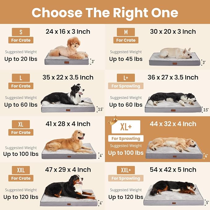 OhGeni Orthopedic Waterproof Large Dog Bed, Memory Foam, 44 inch(Pink) | Machine-Washable Removable Cover in Easy-Clean Fabric, Reversible Memory Foam & Easy-Carry Handle, Wider and Larger