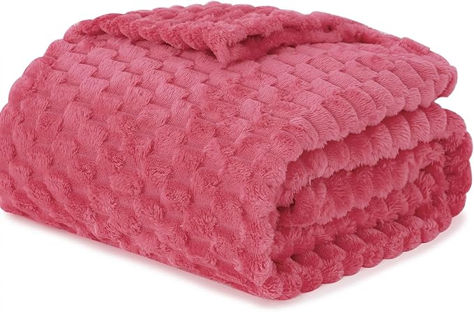 Rose Pink Throw Blanket 108"×90"Gifts for Mom Fuzzy 3D Jacquard Decorative | Flannel Fleece Super Soft Plush Cozy Blanket for Couch Sofa Chair Lightweight