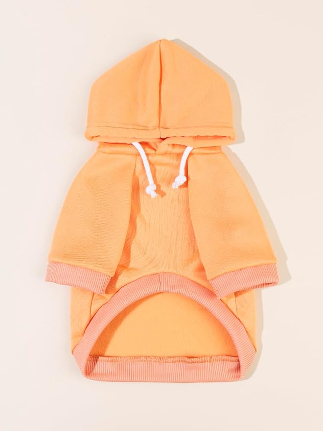 Basic Dog Hoodie Sweatshirt Puppy Sweater Warm Cat Costumes Pet Clothes for Chihuahua Puppy Kitten Small Medium Dogs Orange Medium