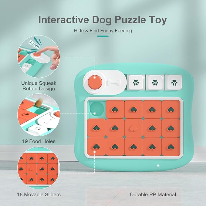 FOXMM Dog Puzzle Toys,Interactive Treat Puzzle Dog Toy for IQ Training | Mental Stimulating,Treat Puzzle Dispensing with Squeaky Design for Large Medium Small Smart Dogs
