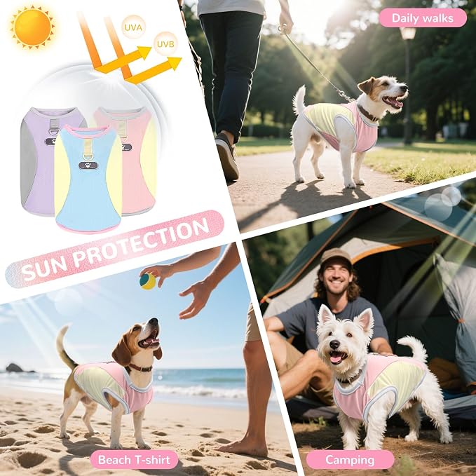 Dog Cooling Vest with D-Ring Dog Tshirt Sun Protection Small Puppy Clothes for Girls Boys Stretchy Shirts for Dogs Lightweight Breathable Shirt French Bulldog Frenchie Dachshund Clothes
