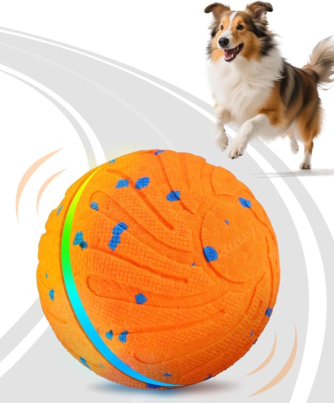 Xeuch Smart Interactive Dog Balls, Automatic Moving Bouncing Ball, E-TPU Material, Motion Activated Rotating Toy for Dogs Puppies, Enrichment & Stimulation Toys for Indoor & Outdoor (Orange)